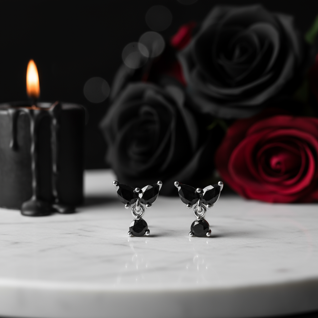 Gothic Black Diamond Earrings