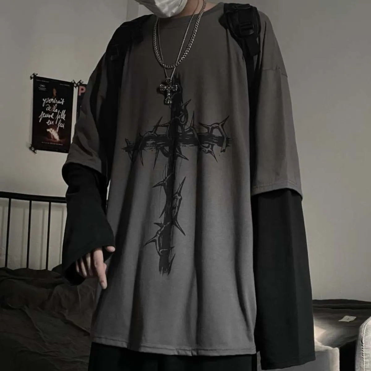 Gothic Cross Oversized T-shirt