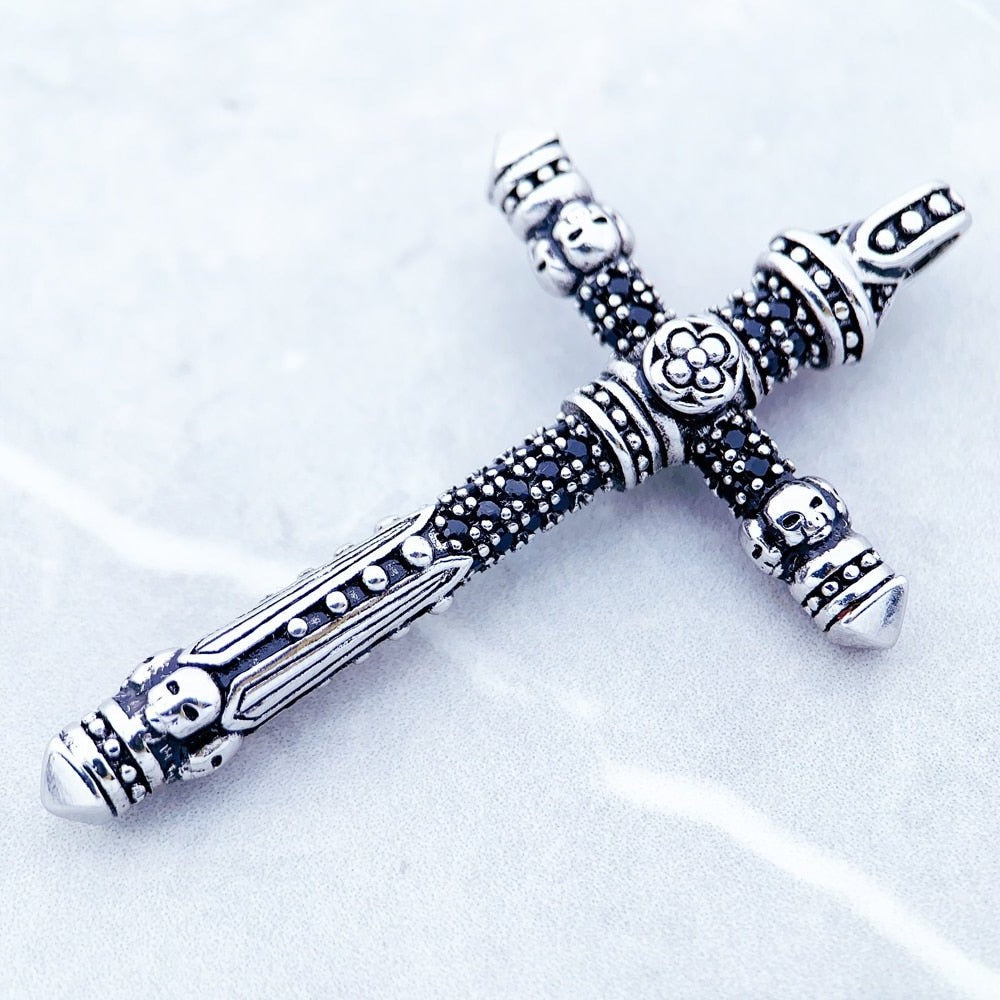 Gothic Cross with Diamond Sword Pendant
