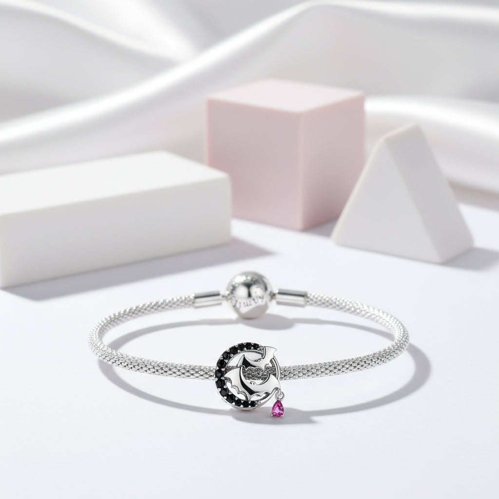 Gothic Flower Moon Bat & Vintage Style Hanging Beads