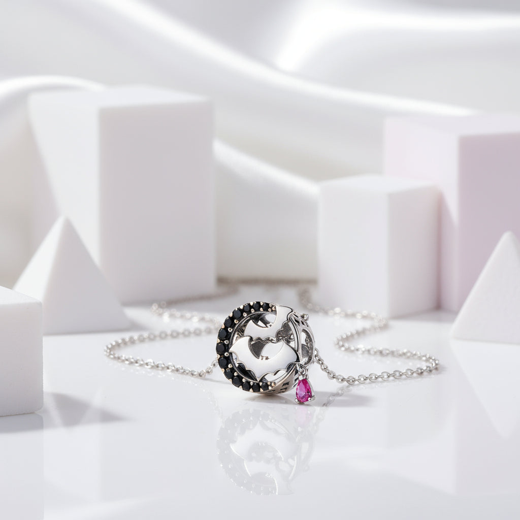 Gothic Flower Moon Bat & Vintage Style Hanging Beads