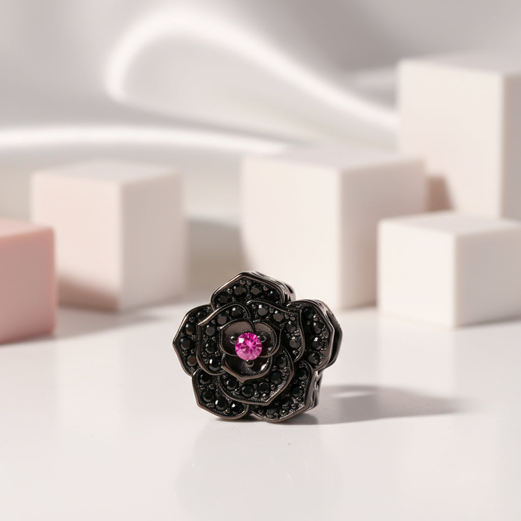 Gothic Flower Moon Bat & Vintage Style Hanging Beads