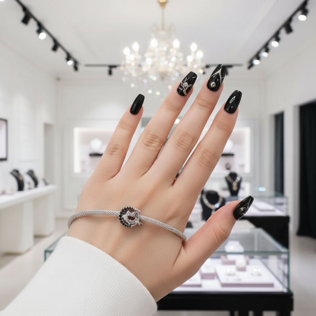 Gothic Flower Moon Bat & Vintage Style Hanging Beads