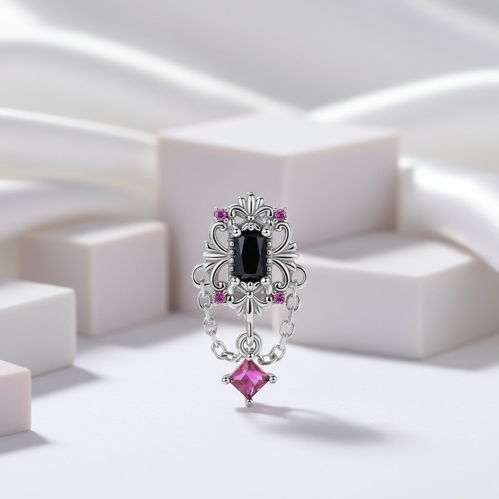 Gothic Flower Moon Bat & Vintage Style Hanging Beads