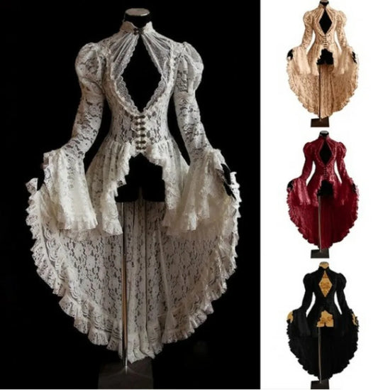 Gothic Lace Renaissance Dress – Vintage Medieval Cosplay