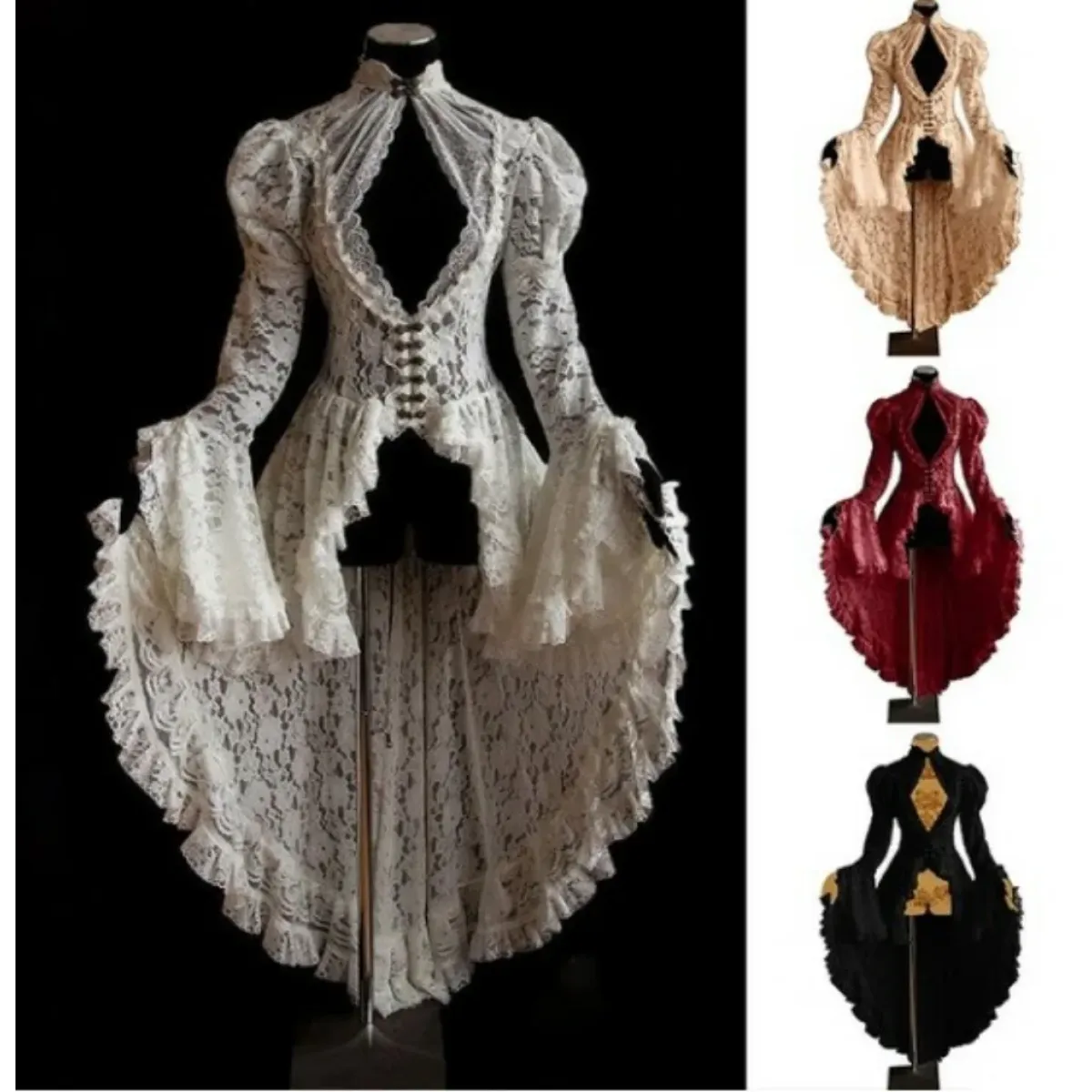 Gothic Lace Renaissance Dress – Vintage Medieval Cosplay