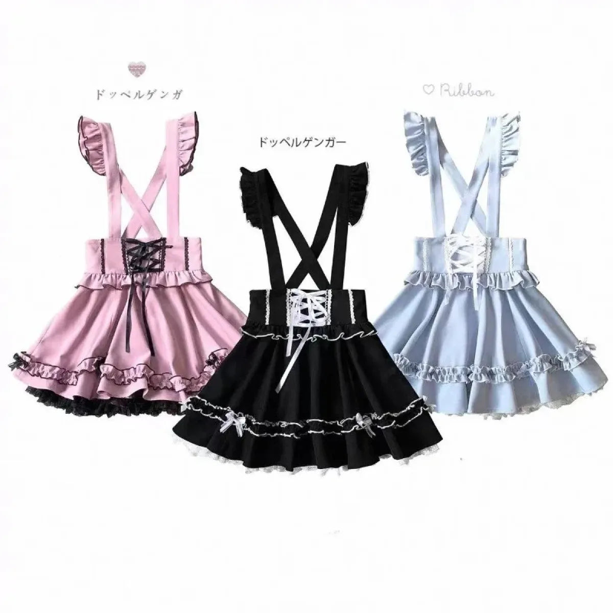 Gothic Lolita Suspender Skirt – Ruffle Lace Bow Mini Skirt