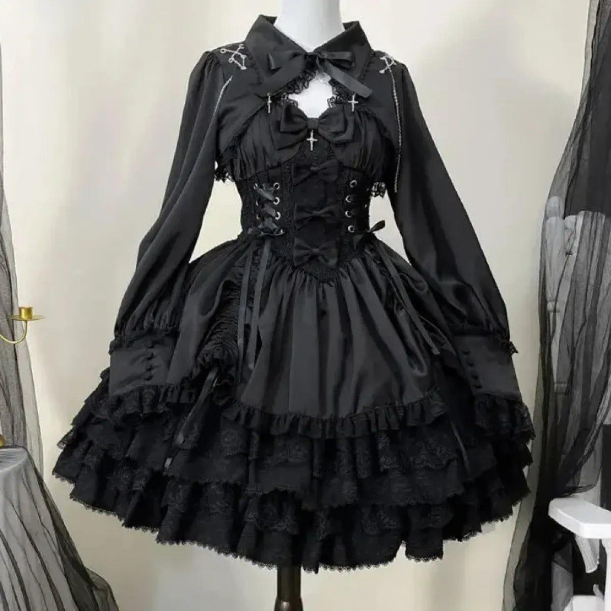 Gothic Victorian Lolita Dress - Punk Lace & Bow