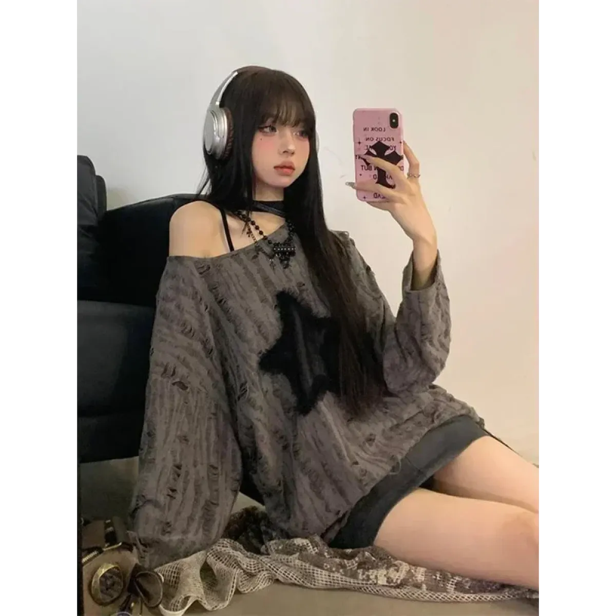 Grunge Star Print Distressed T-Shirt