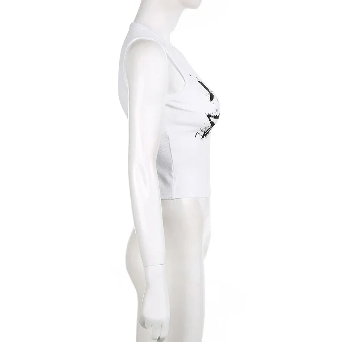 Guitar Print Tank Top - Ribbed Grunge Crop Top