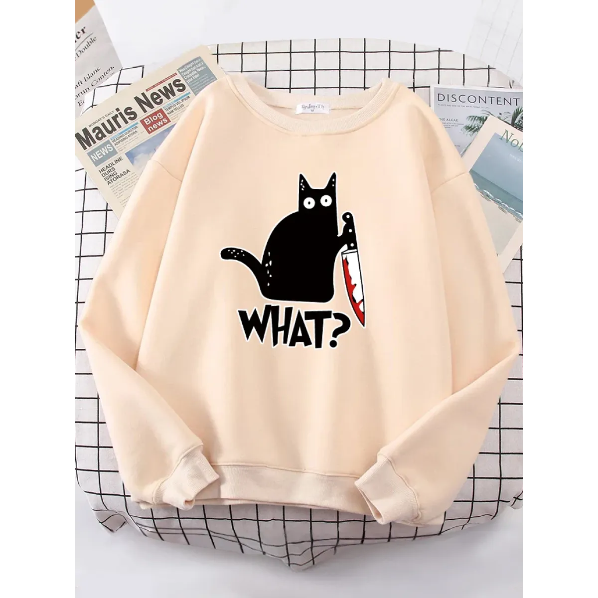 Kitty Say "What?" Sweatshirt - Harajuku Casual Hoody