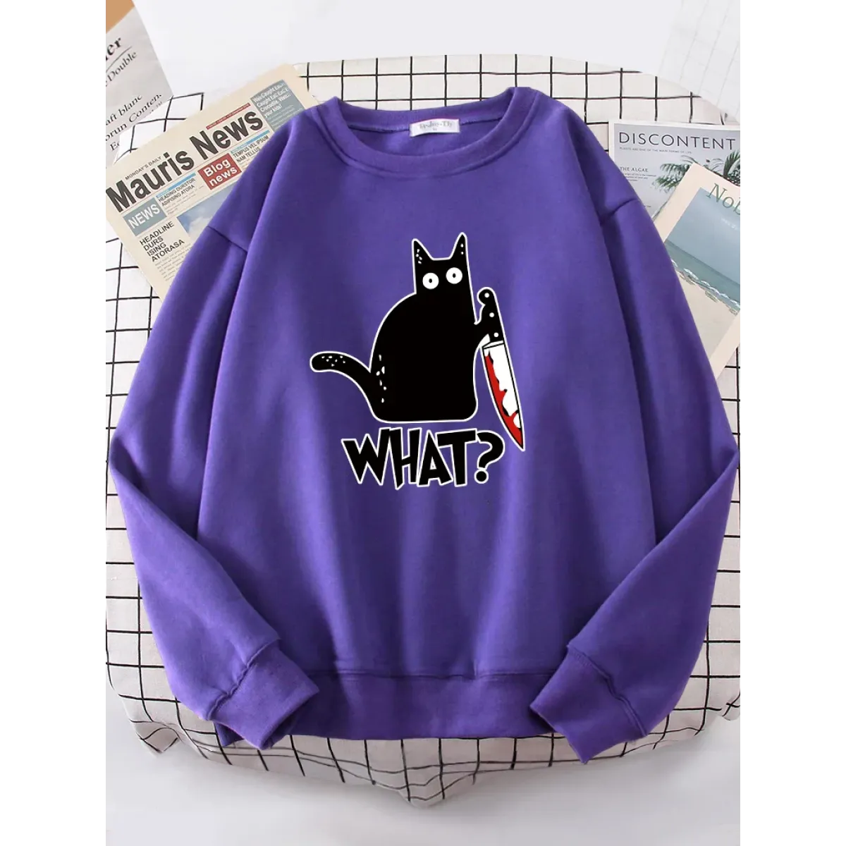 Kitty Say "What?" Sweatshirt - Harajuku Casual Hoody
