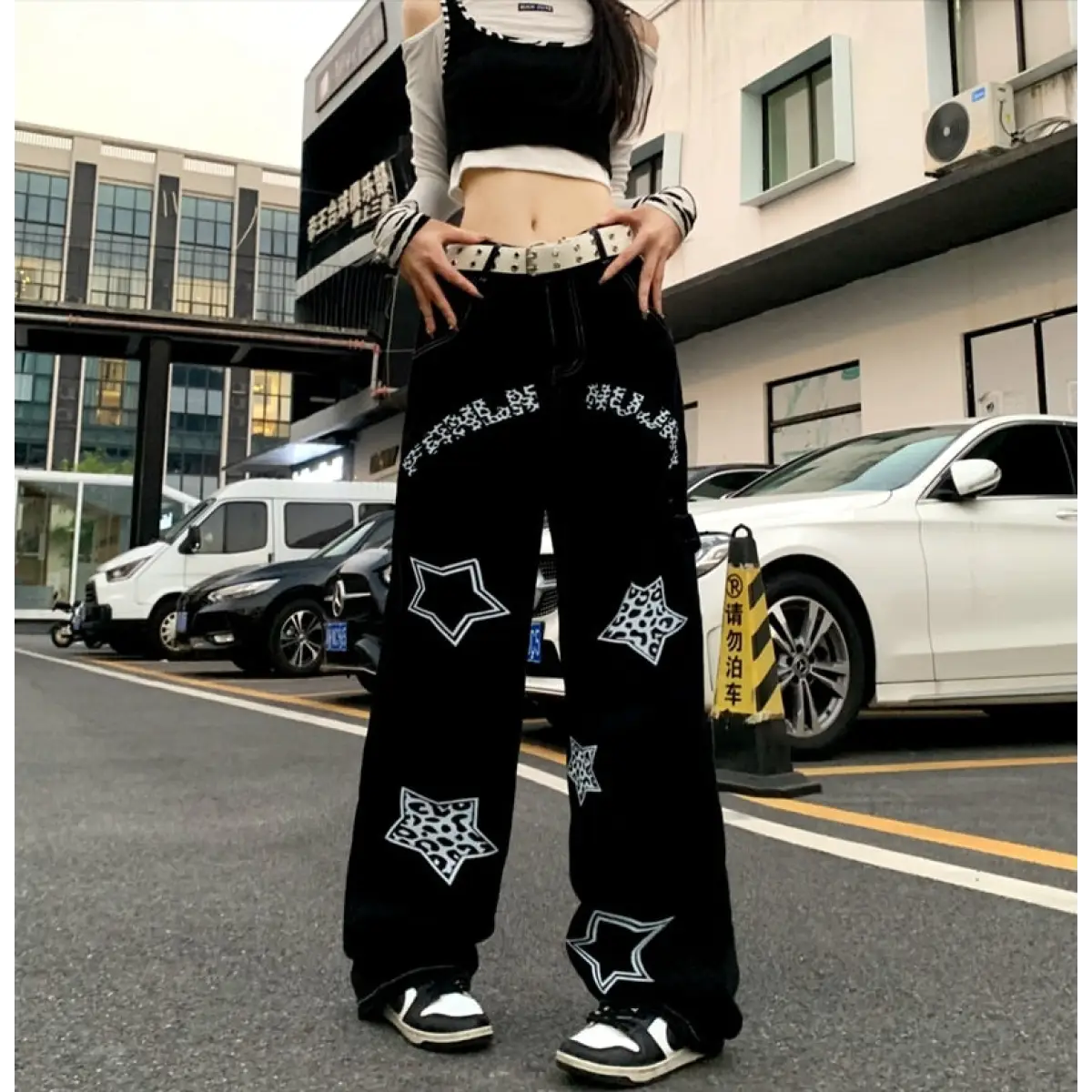 Harajuku-Inspired Retro Star Print Trousers