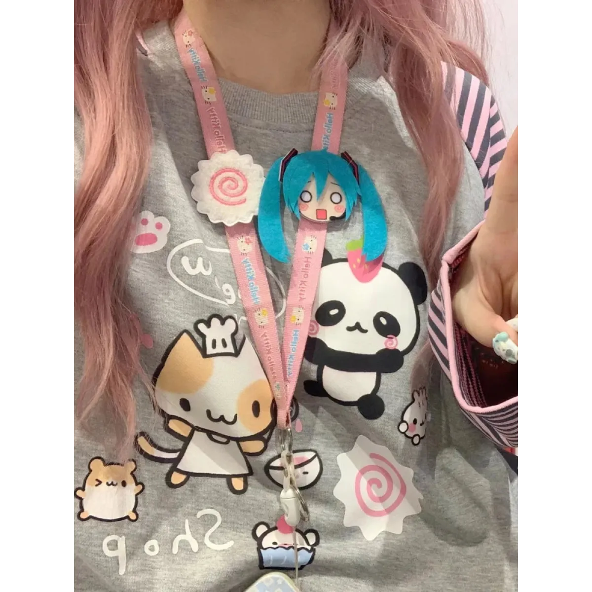 Harajuku Stripe Panda T-shirt - E-girl Kawaii Graphic Tee
