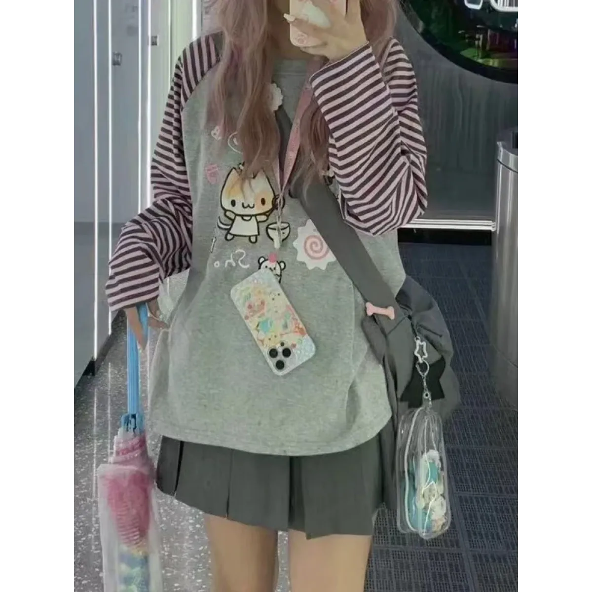 Harajuku Stripe Panda T-shirt - E-girl Kawaii Graphic Tee