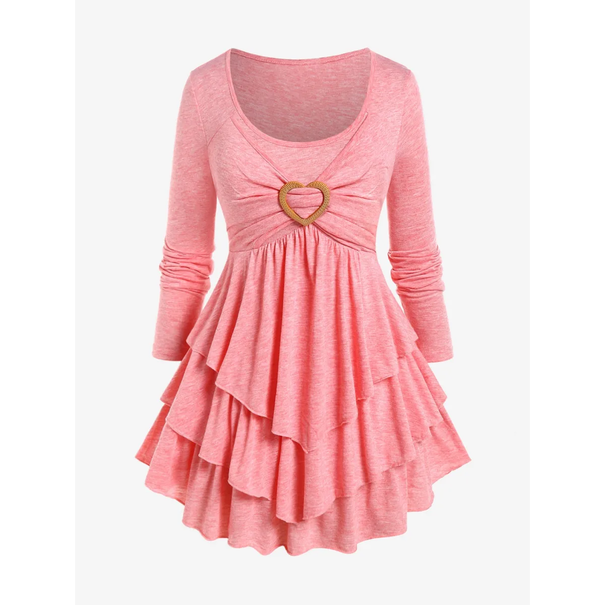 Heart Ring Layered Long Sleeves Dress