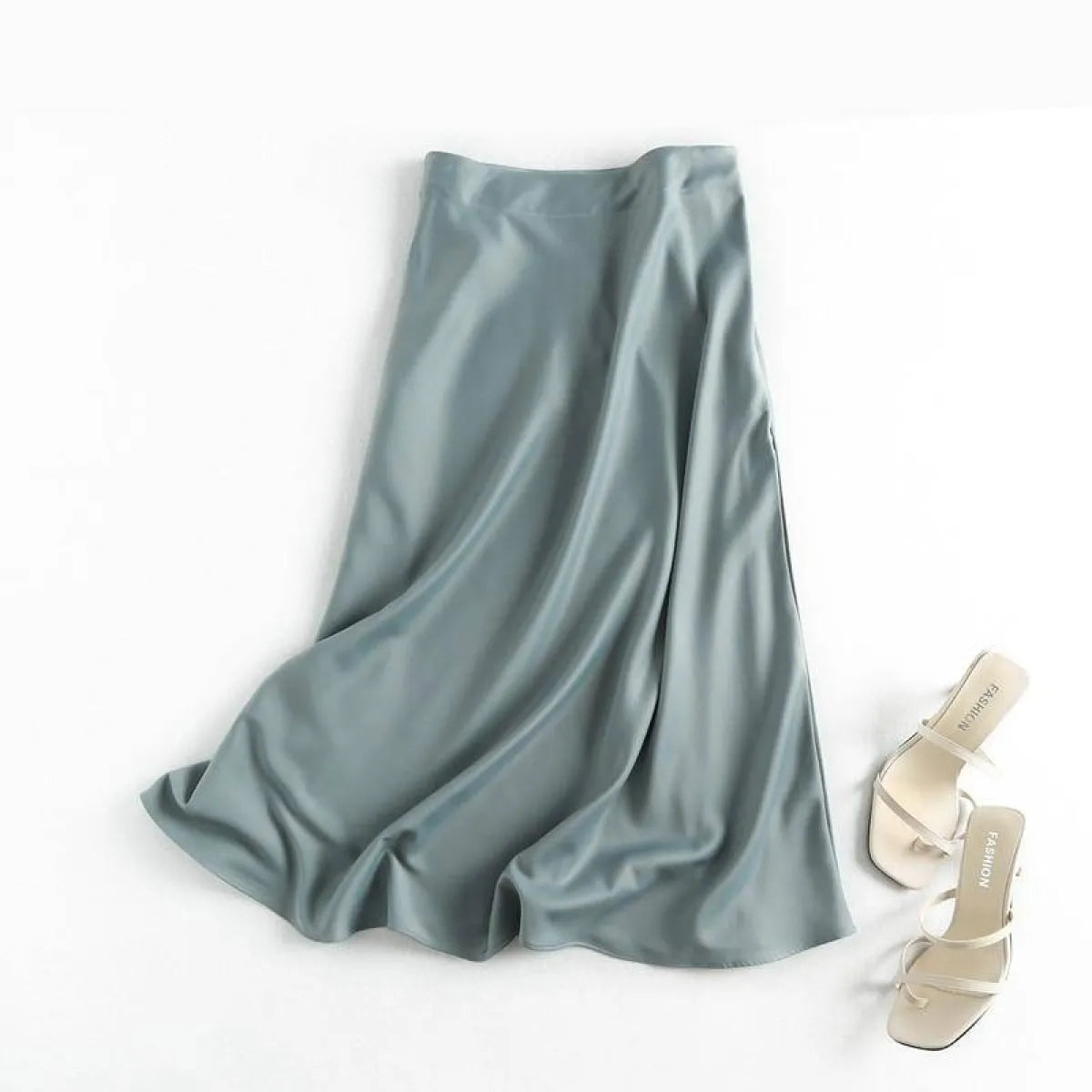 High-rise A-line Satin Skirt