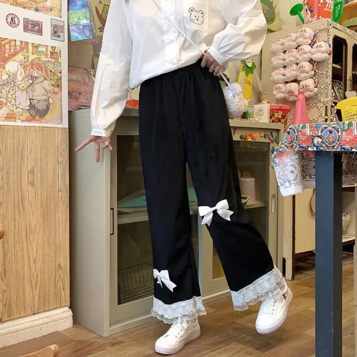 Kawaii High Waist Corduroy Lolita Pants