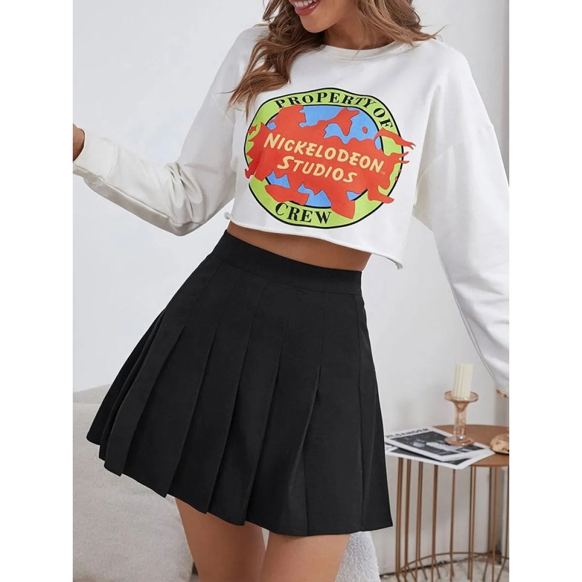 High Waist Pleated A-line Skorts