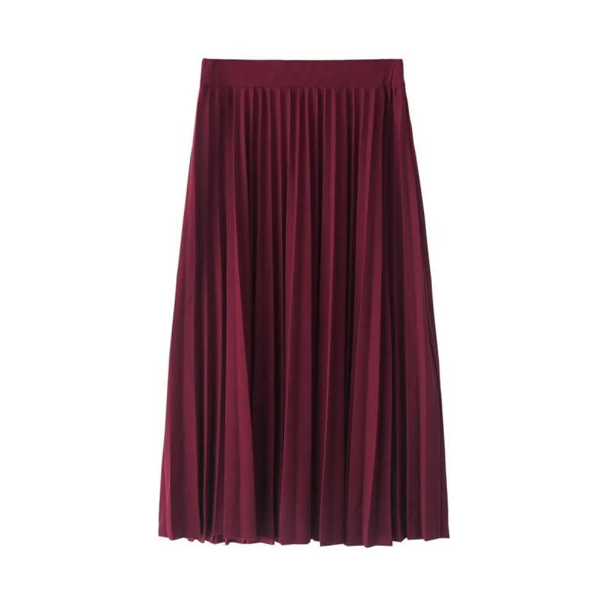 High Waist Pleated Length Elastic Skirt