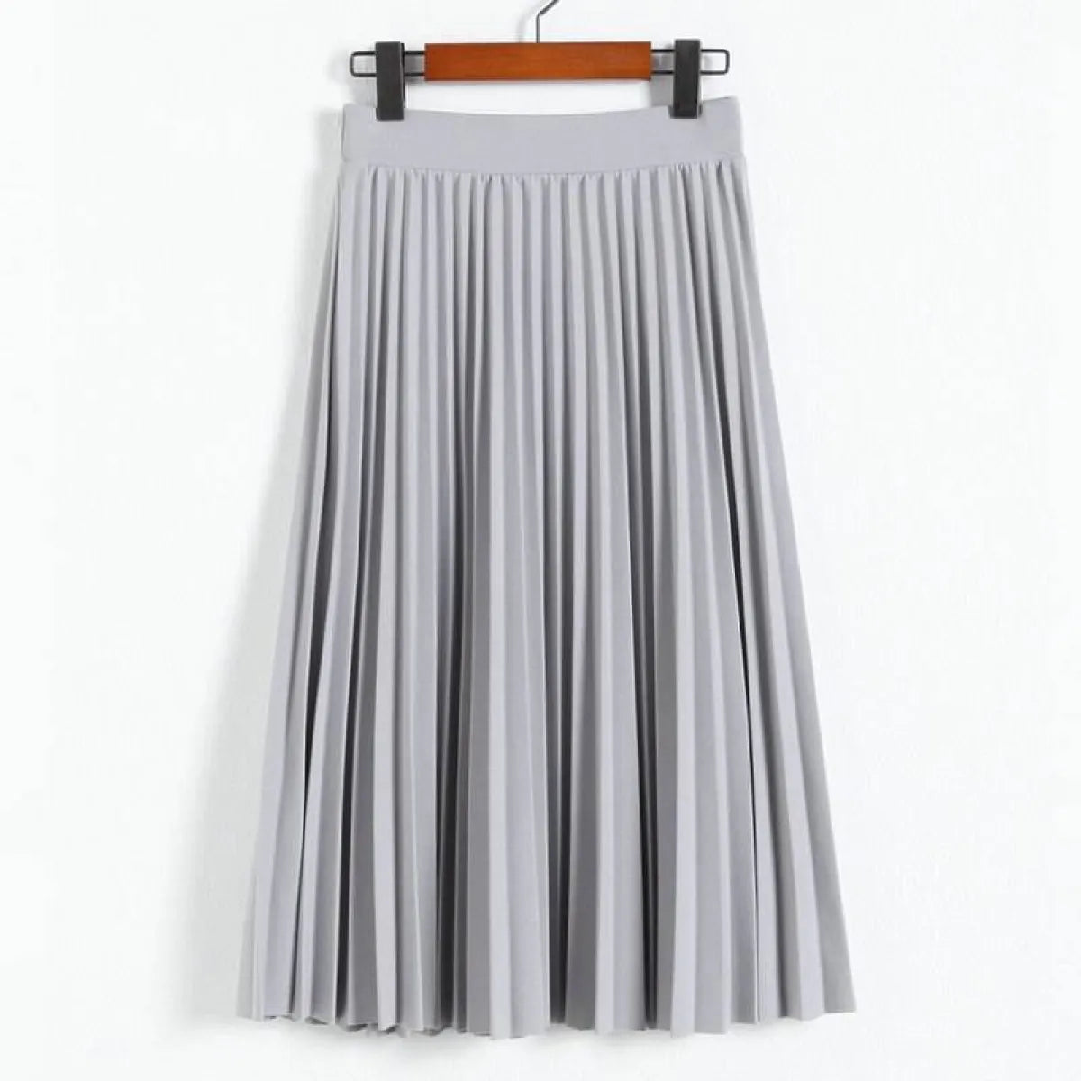 High Waist Pleated Length Elastic Skirt