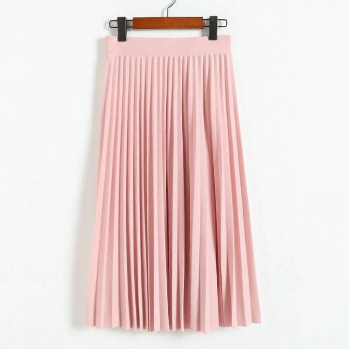 High Waist Pleated Length Elastic Skirt