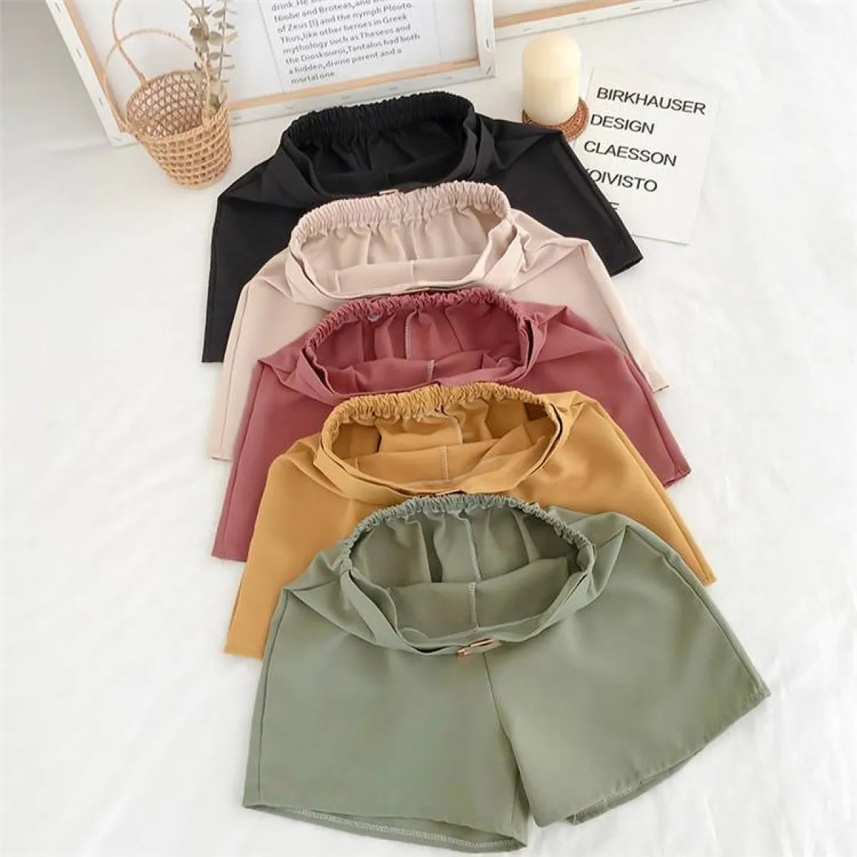 Solid High Waist Shorts