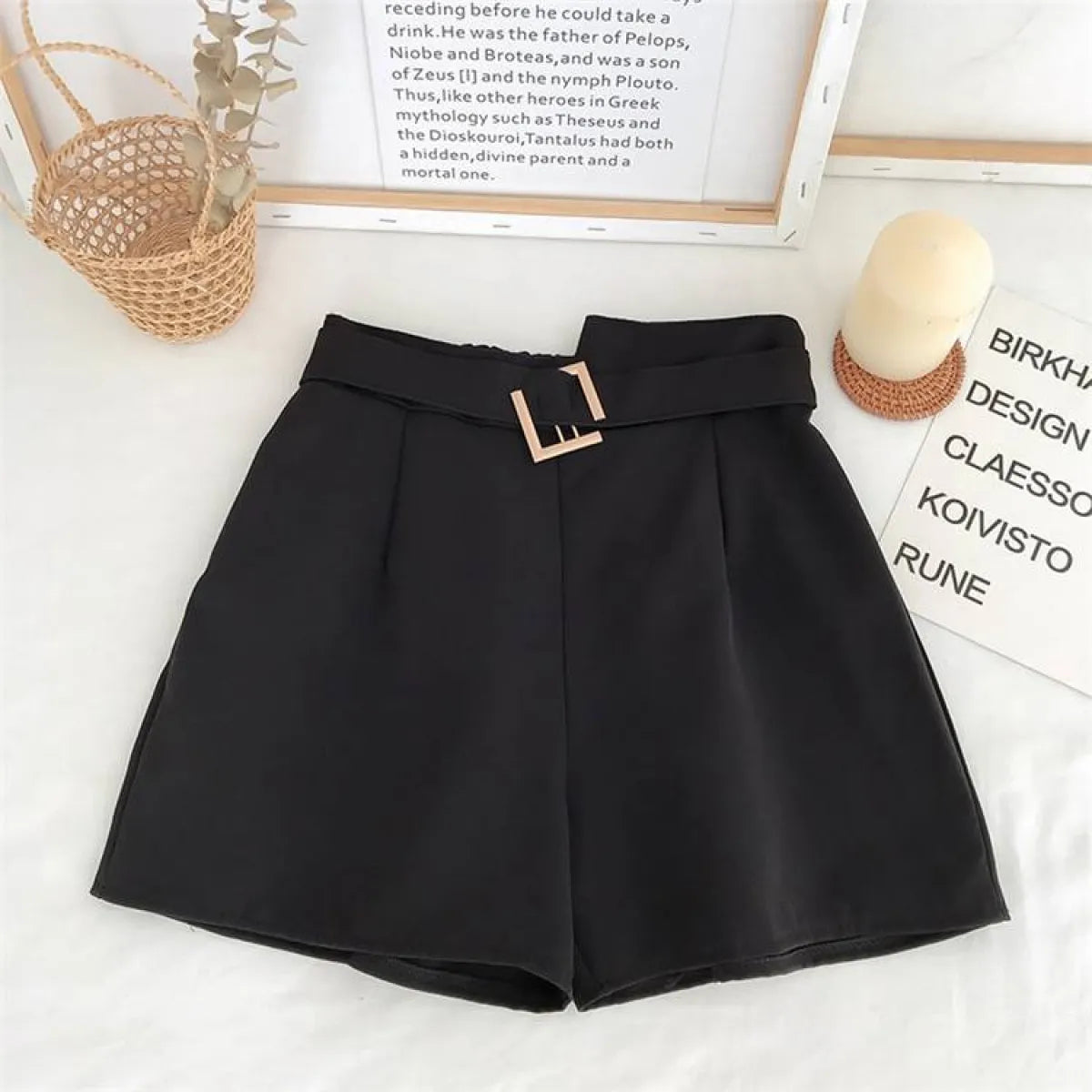 Solid High Waist Shorts