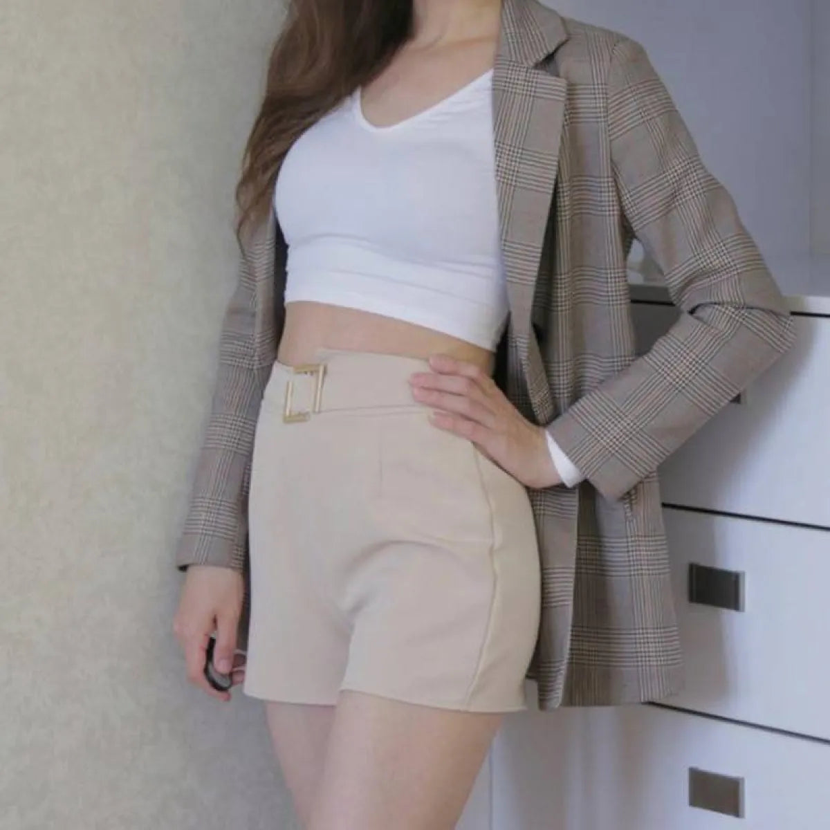 Solid High Waist Shorts