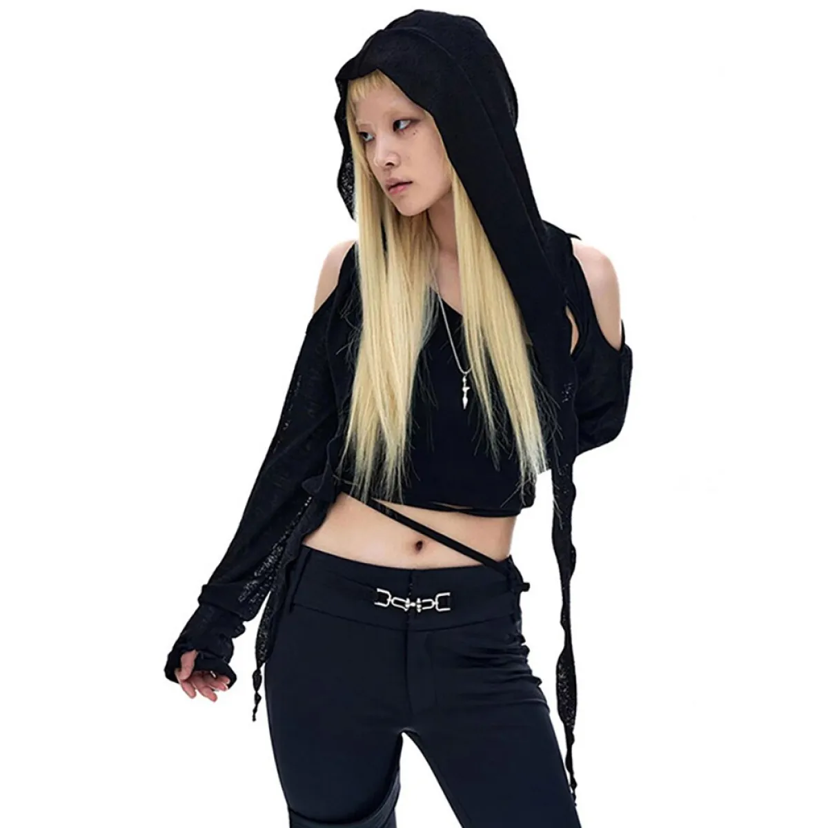 Hooded Long Sleeve Crop Top
