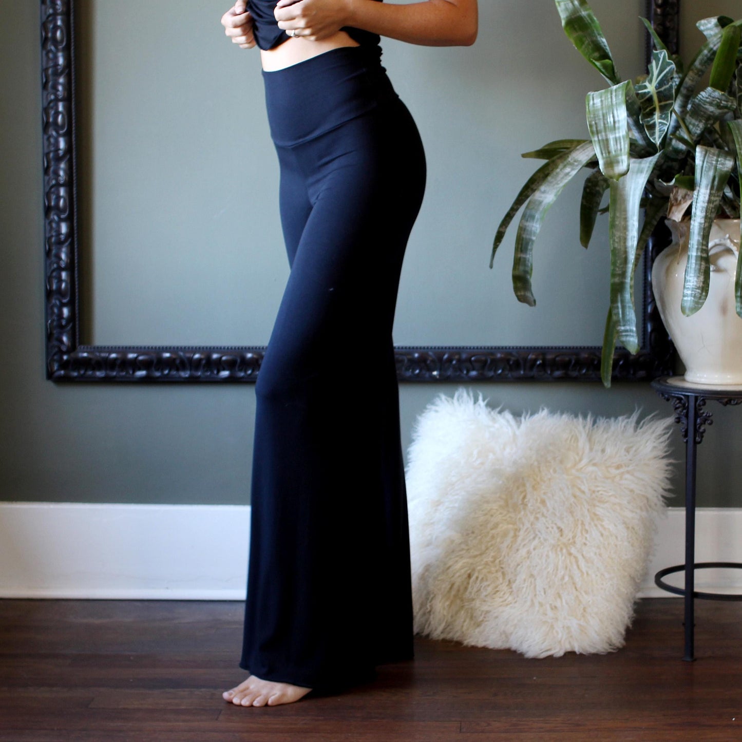 Wide Leg Pajama Pants with Foldover Waistband