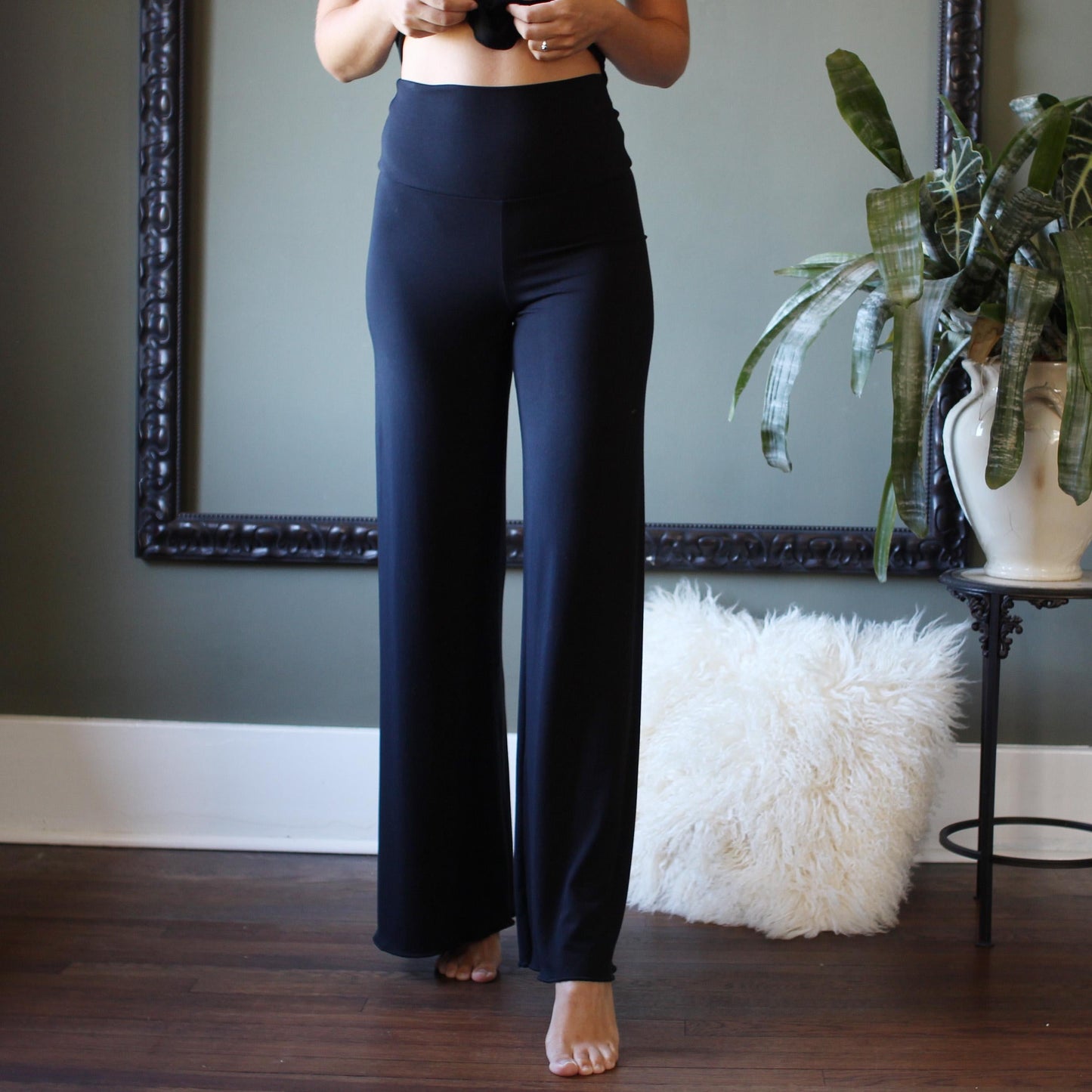 Wide Leg Pajama Pants with Foldover Waistband
