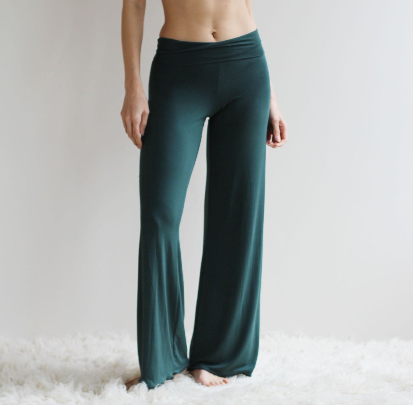 Wide Leg Pajama Pants with Foldover Waistband