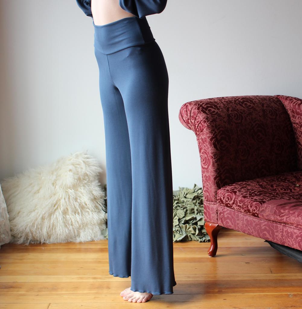 Wide Leg Pajama Pants with Foldover Waistband