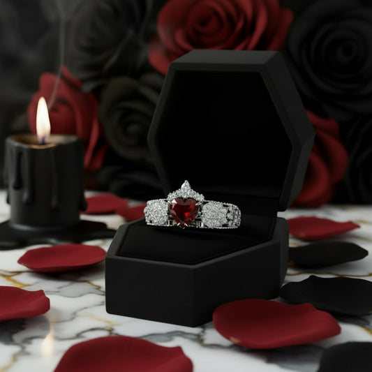 Infinity x Infinity Ring- Red Heart and Cross Diamond Gothic Ring