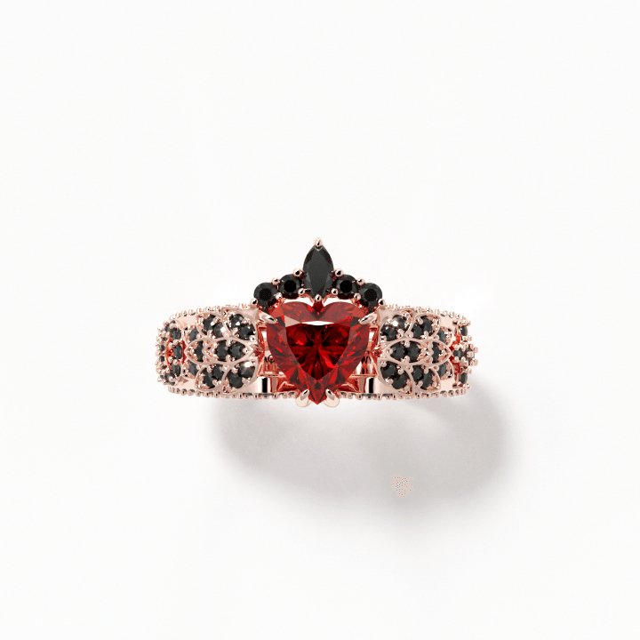 Infinity x Infinity Ring- Red Heart and Cross Diamond Gothic Ring