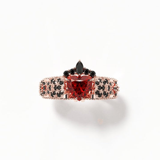 Infinity x Infinity Ring- Red Heart and Cross Diamond Gothic Ring