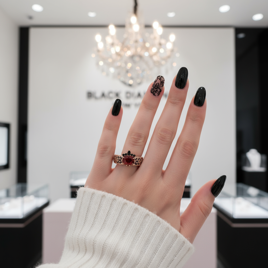 Infinity x Infinity Ring- Red Heart and Cross Diamond Gothic Ring