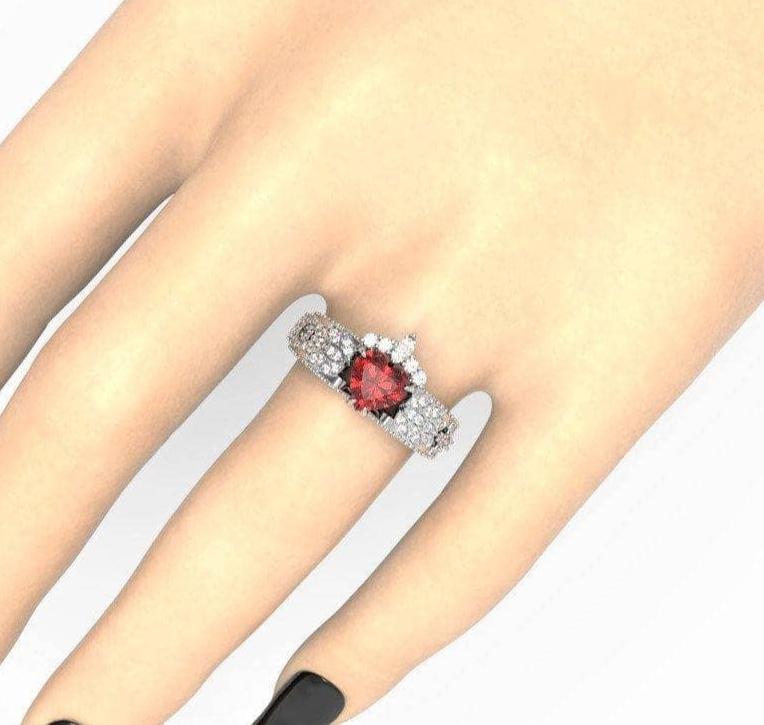 Infinity x Infinity Ring- Red Heart and Cross Diamond Gothic Ring