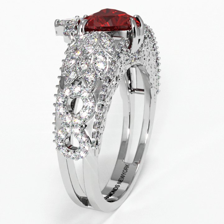 Infinity x Infinity Ring- Red Heart and Cross Diamond Gothic Ring