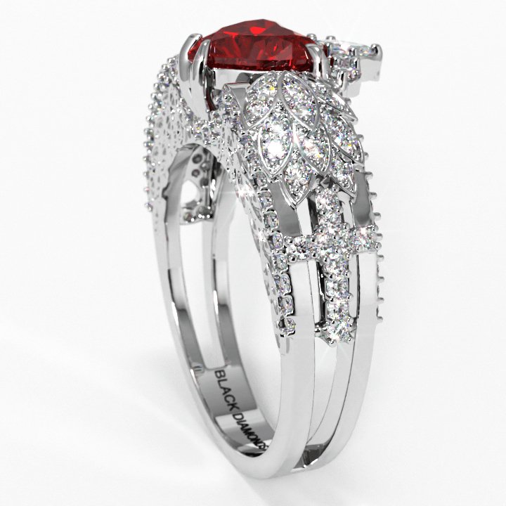 Infinity x Infinity Ring- Red Heart and Cross Diamond Gothic Ring
