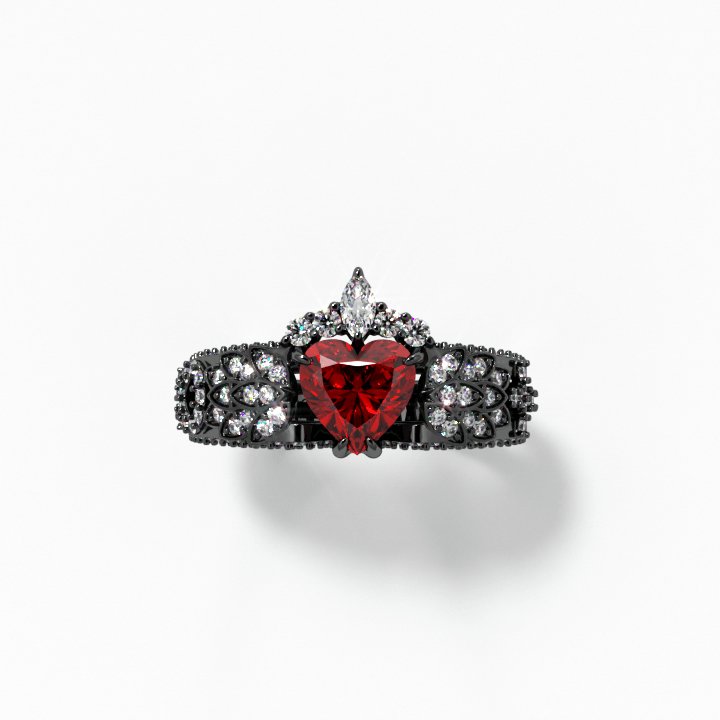 Infinity x Infinity Ring- Red Heart and Cross Diamond Gothic Ring