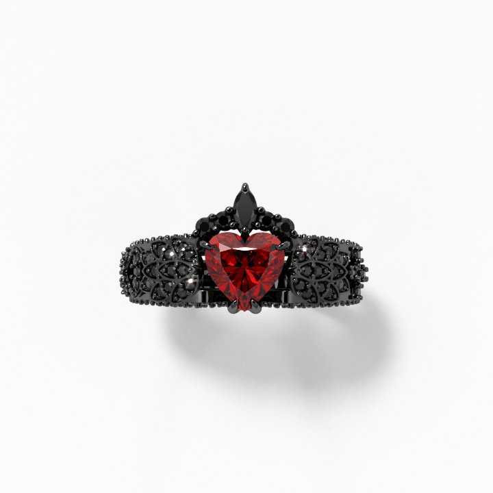 Infinity x Infinity Ring- Red Heart and Cross Diamond Gothic Ring