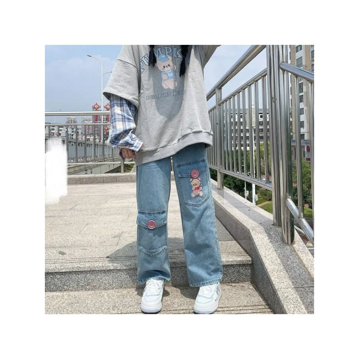 Japan Preppy Style Denim Trousers