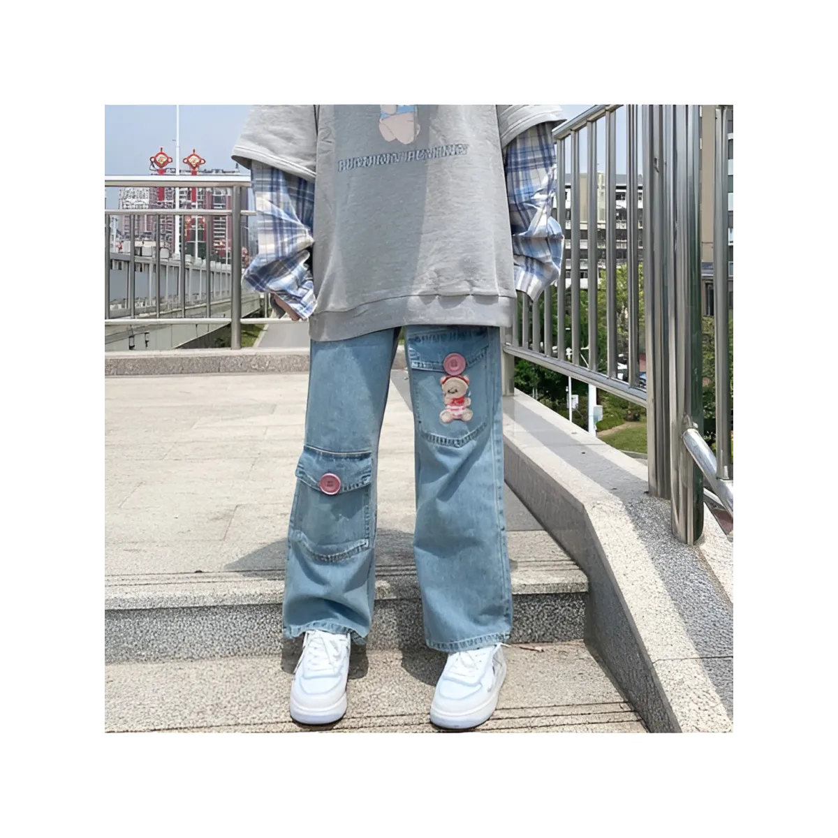 Japan Preppy Style Denim Trousers