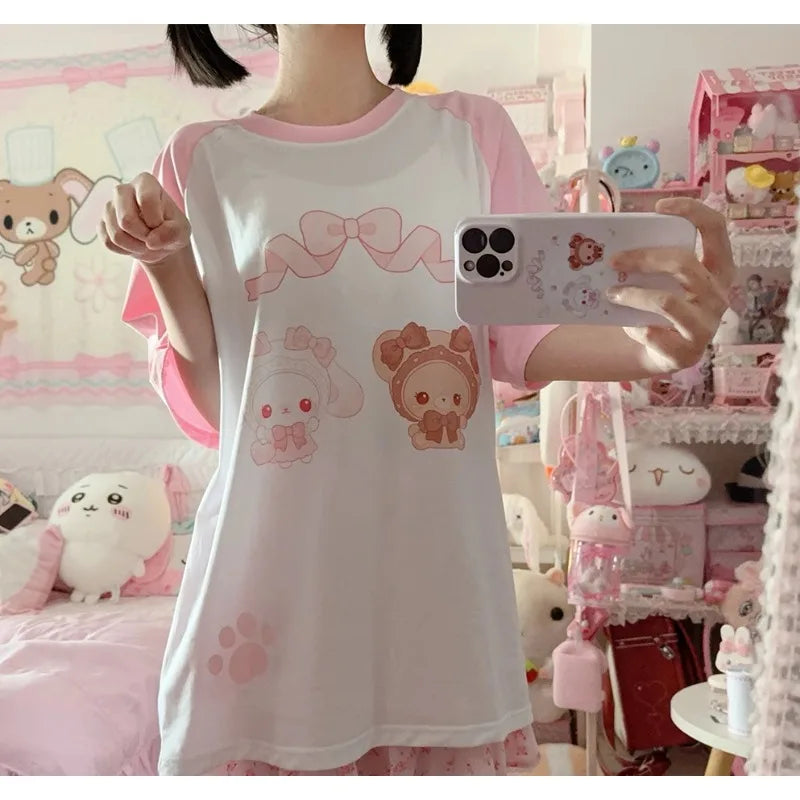 Kawaii Bunny Print T-Shirt – Harajuku Yume Cute Aesthetic