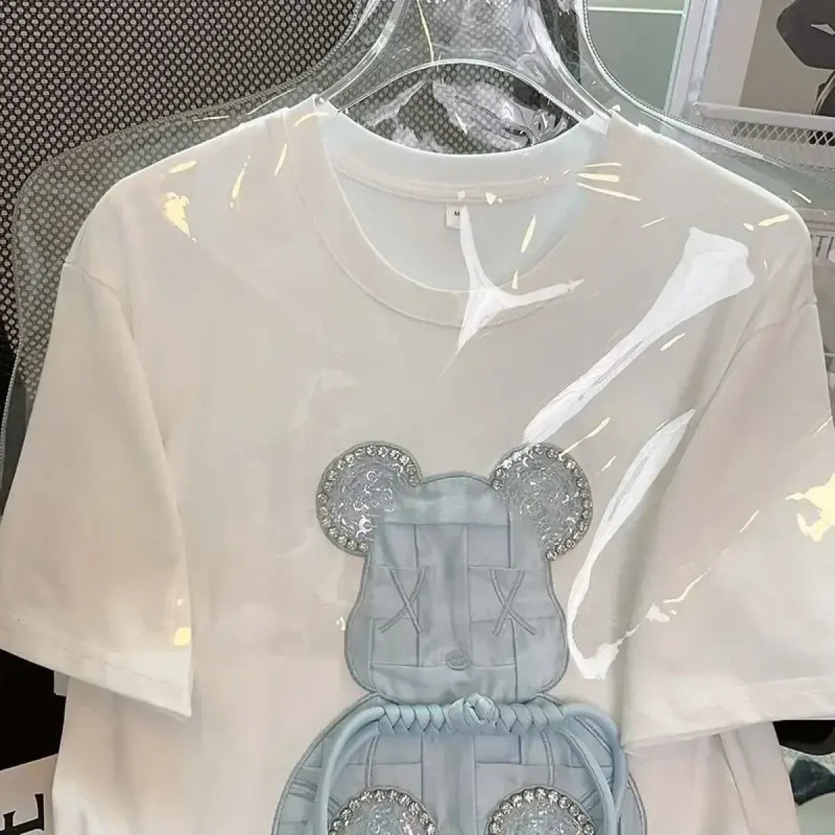Kawaii Cartoon Diamond Bear Beaded T-Shirt