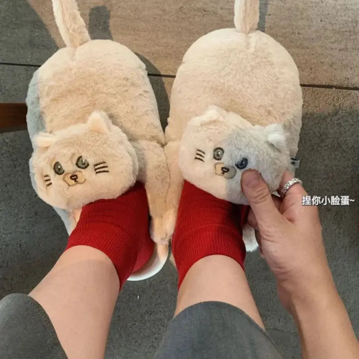 Kawaii Cat Winter Slippers for Women & Men
