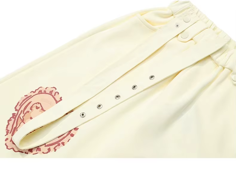 Pastel Bear Print Wide-Leg Pants – Kawaii Harajuku Y2K Aesthetic