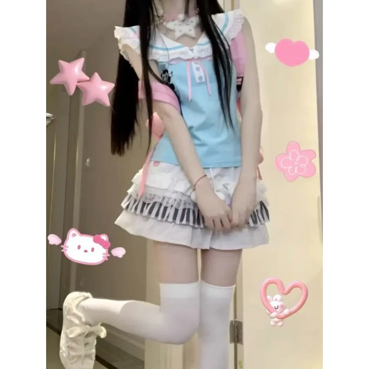 Kawaii Lace Patchwork T-Shirt